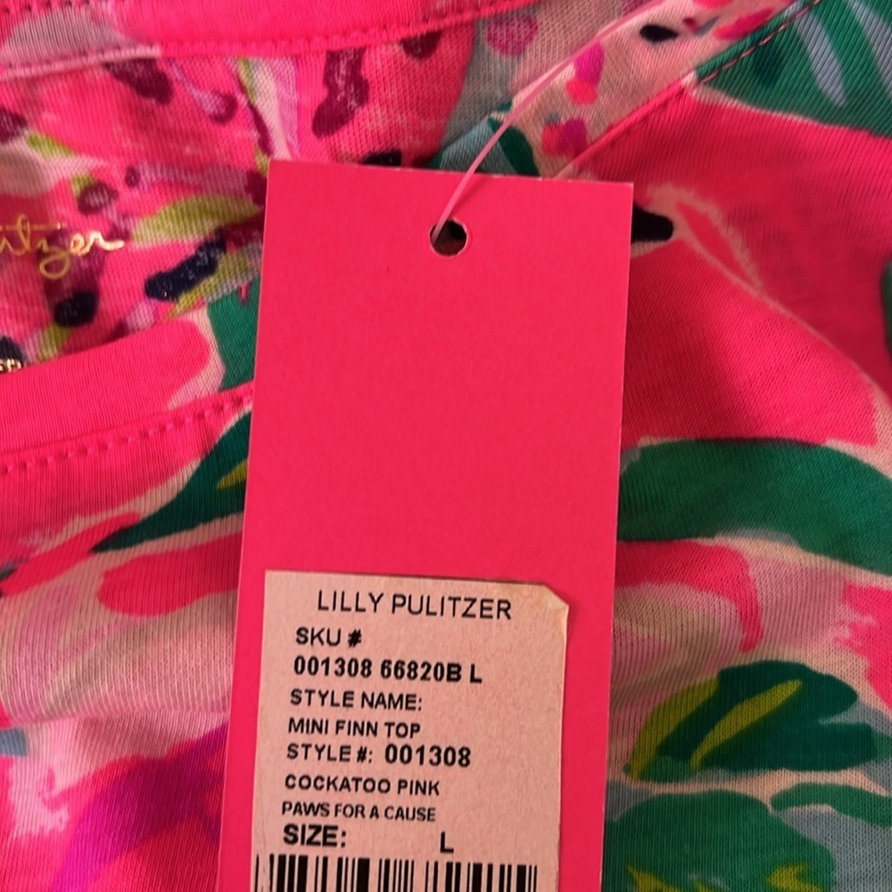Lilly Pulitzer Mini Finn top L & XL cockatoo pink paws for a cause NWT - Picture 7 of 7